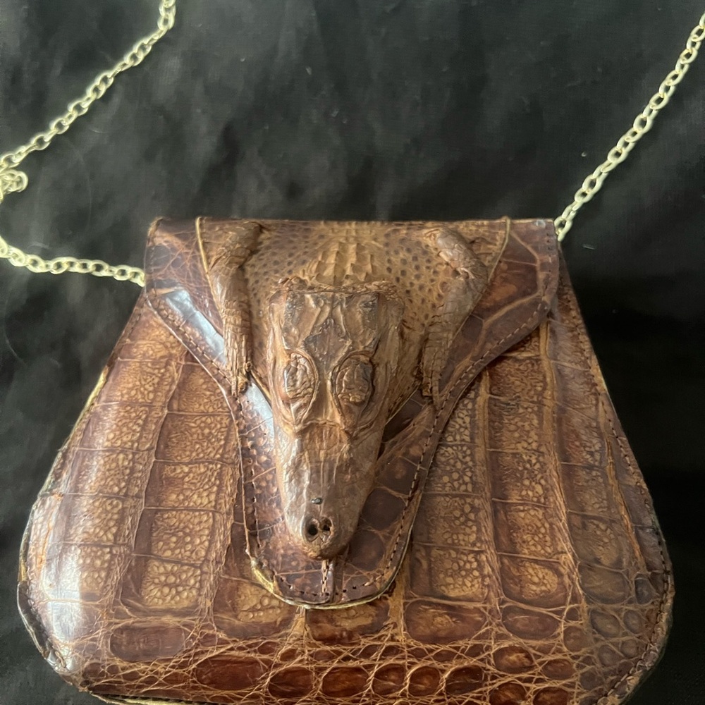 Exquisite Brown Crocodile Crossbody Bag